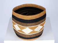The Basket Room - KADI: Geometric Natural and Black Baskets: Stripes & Checks - Medium