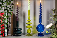 Glass Taper Candle Holder - Ocean Teal