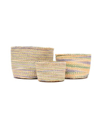 The Basket Room - ZAIDI: Lavender, Green & Yellow Tie-Dye Woven Storage Basket: S / Purple / Tie-Dye