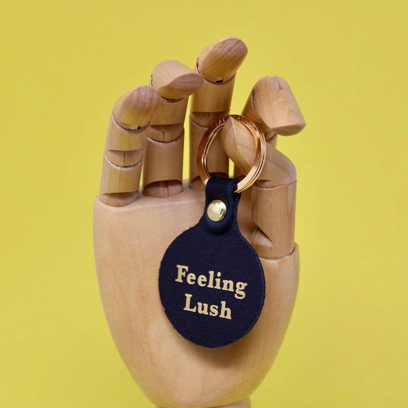 Feeling Lush Smilie Face Key Fob - Coral