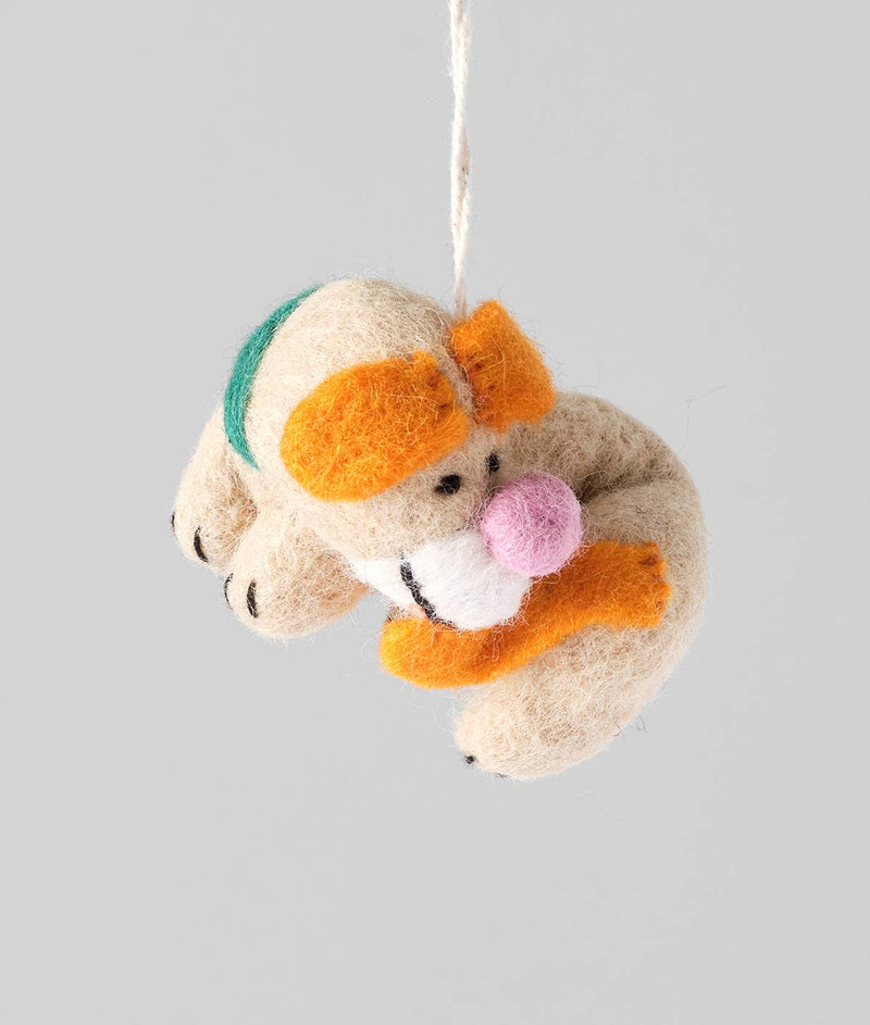 Bingo, Dog Biting Tail Hanging Felt Ornament