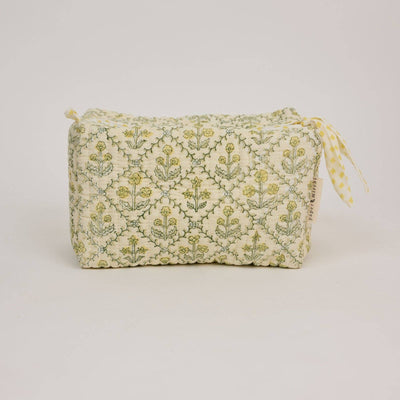 Large Toiletry Bag - Floral Lattice Buttercream