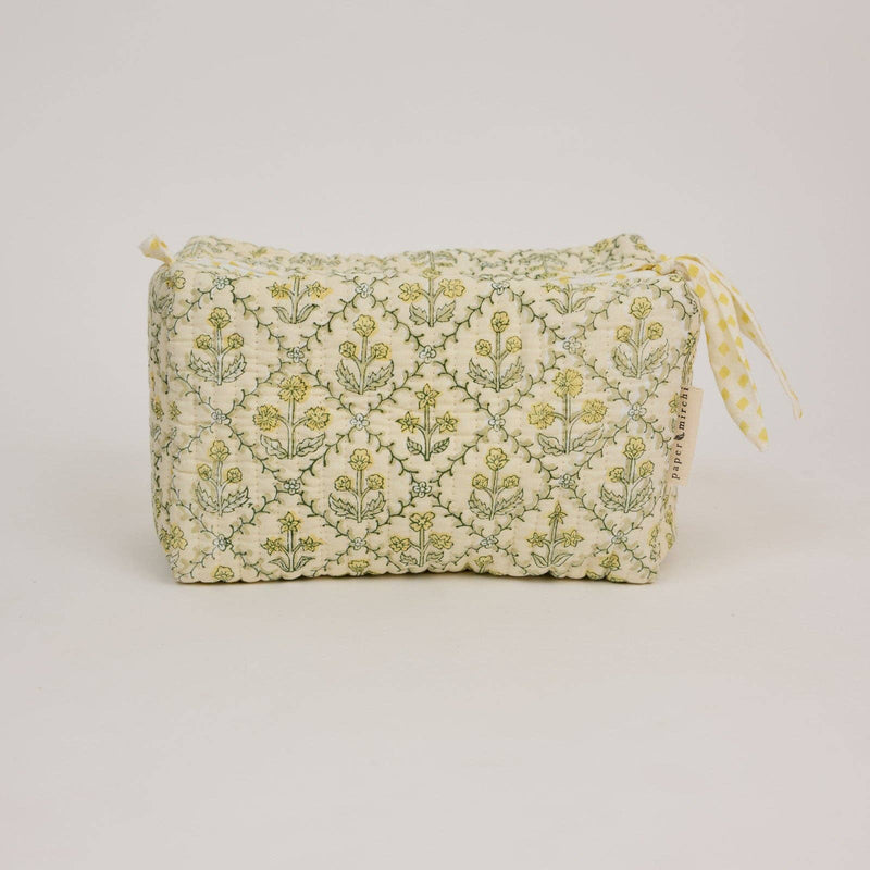 Large Toiletry Bag - Floral Lattice Buttercream