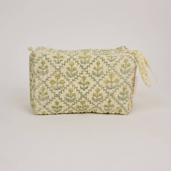 Large Toiletry Bag - Floral Lattice Buttercream