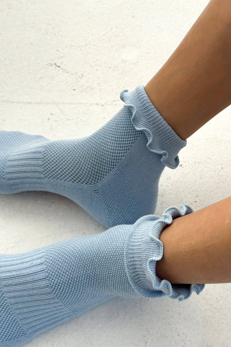 Ruffled Hugger Crew Socks - Vintage Pink/ Black