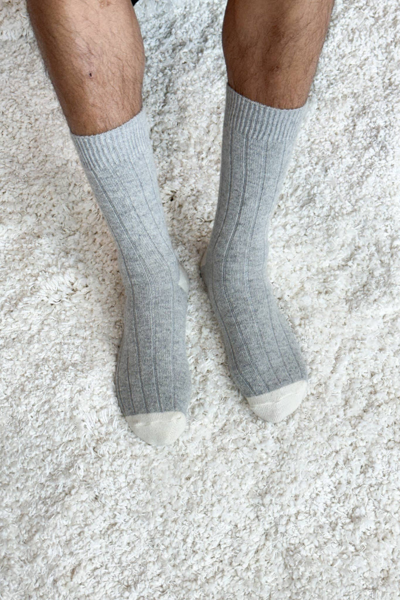 Extended Classic Cashmere Socks - Grey Melange