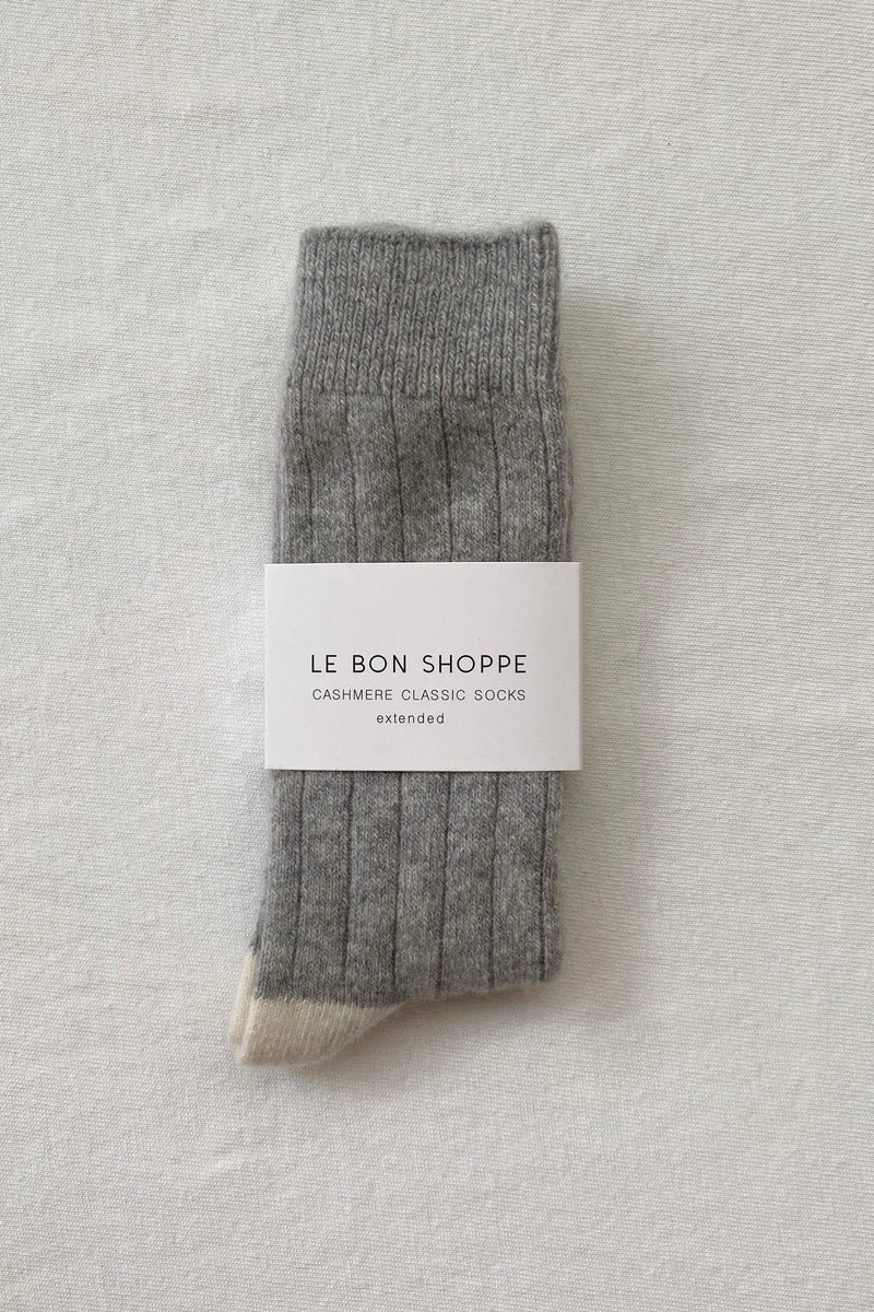 Extended Classic Cashmere Socks - Grey Melange
