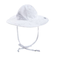 Kids UPF50+ Unisex Floppy Sun Hat - White Eyelet