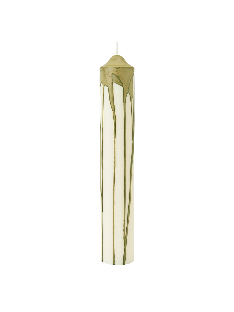 Dryp Pillar Candle - H30 - Olive Green