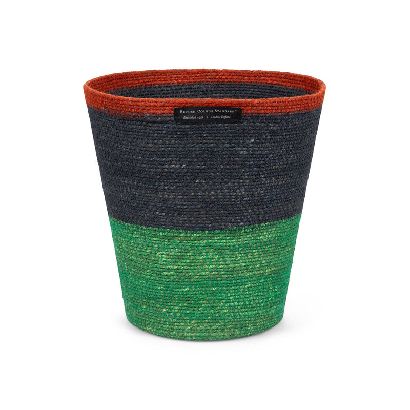 Seagrass Waste Paper Basket in Midnight & Beryl Green