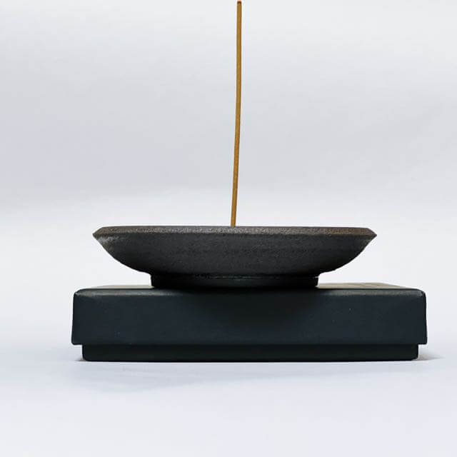 Incense & Smudging Dish - Black Stoneware and Gold Dome