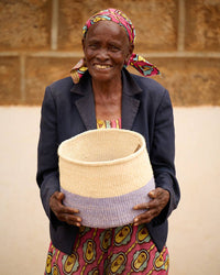 The Basket Room - JADALA: Lavender Colour Block Woven Basket: S / Purple / Colour Block