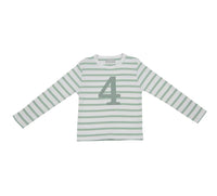 Seafoam & White Breton Striped Number T-Shirt