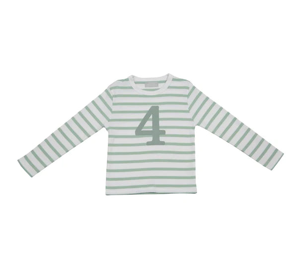 Seafoam & White Breton Striped Number T-Shirt