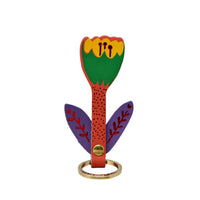 Tulip Flower Key Fob - Coral