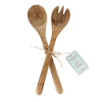 Mango wood salad server set