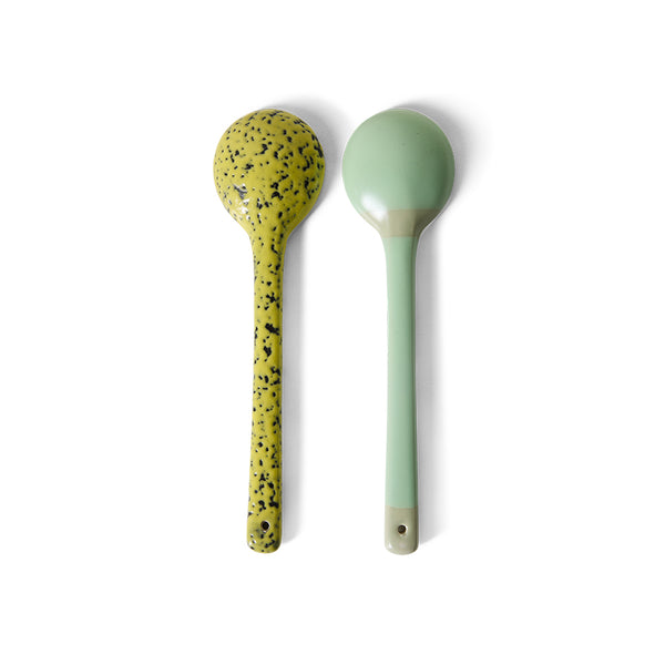 70s Ceramics Set of 2 Serving Spoons, Mines
