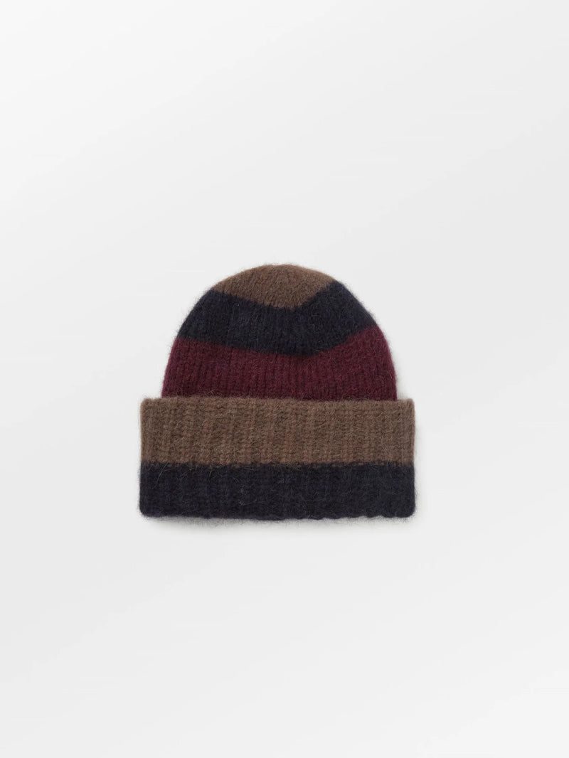 Striped soloma beanie - burgundy