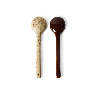 70s Ceramics Set of 2 Serving Spoons, Hills