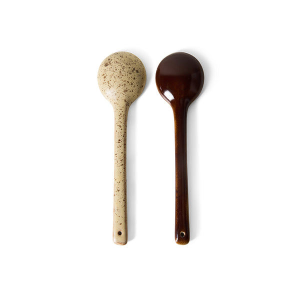 70s Ceramics Set of 2 Serving Spoons, Hills