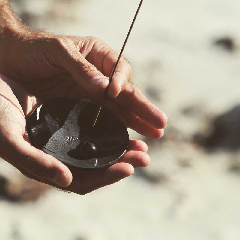 Dome Brass Incense Stick Holder - Black Zinc