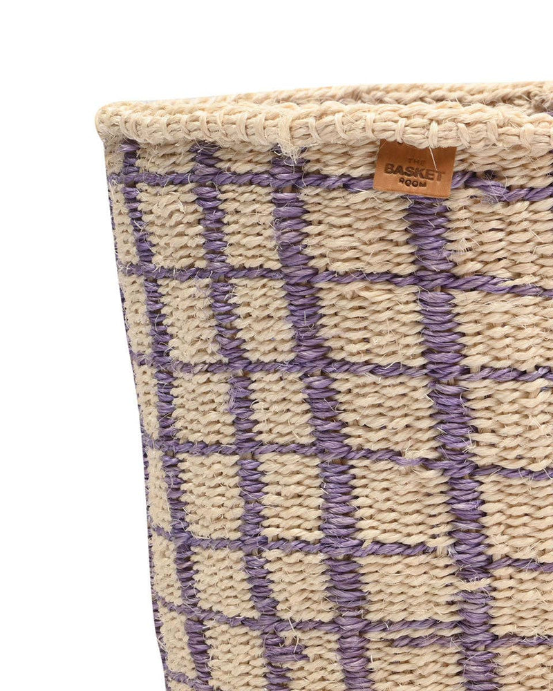 The Basket Room - CHANGIA: Lavender Check Woven Storage Basket: M / Purple / Checked