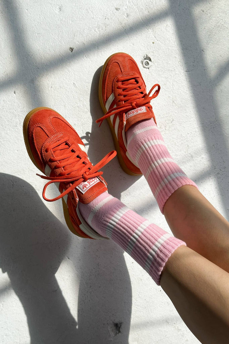 Boyfriend Socks - Pink & White Stripe