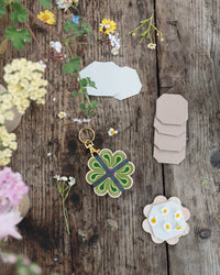 Keyring Flower Press - Greens & Yellows