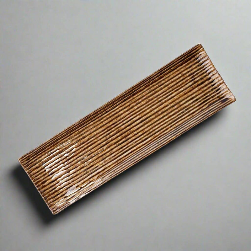 Sashimi Plate Amber Contour Glaze 33.2cm