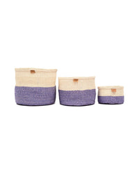 The Basket Room - JADALA: Lavender Colour Block Woven Basket: S / Purple / Colour Block