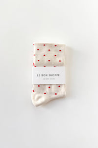 Polka Dot Sneaker Socks - Cacao/ Blue