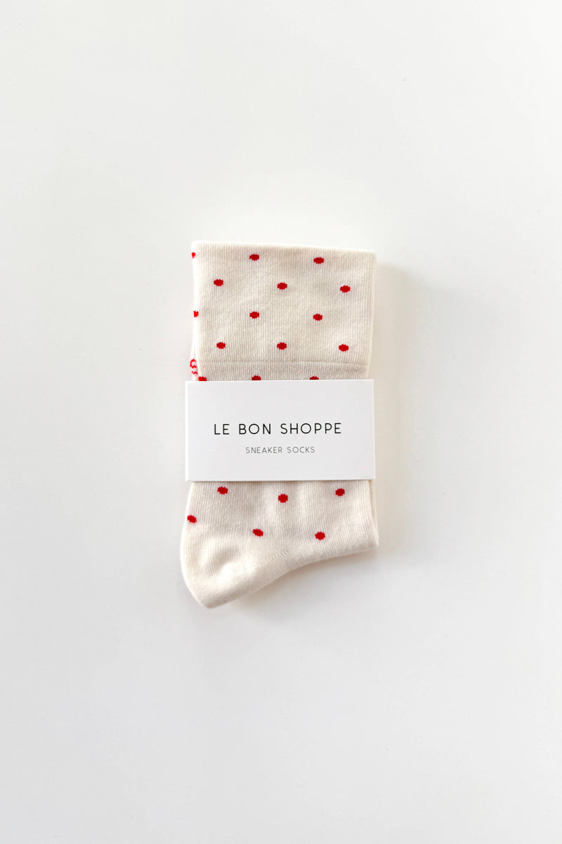 Polka Dot Sneaker Socks - Cacao/ Blue