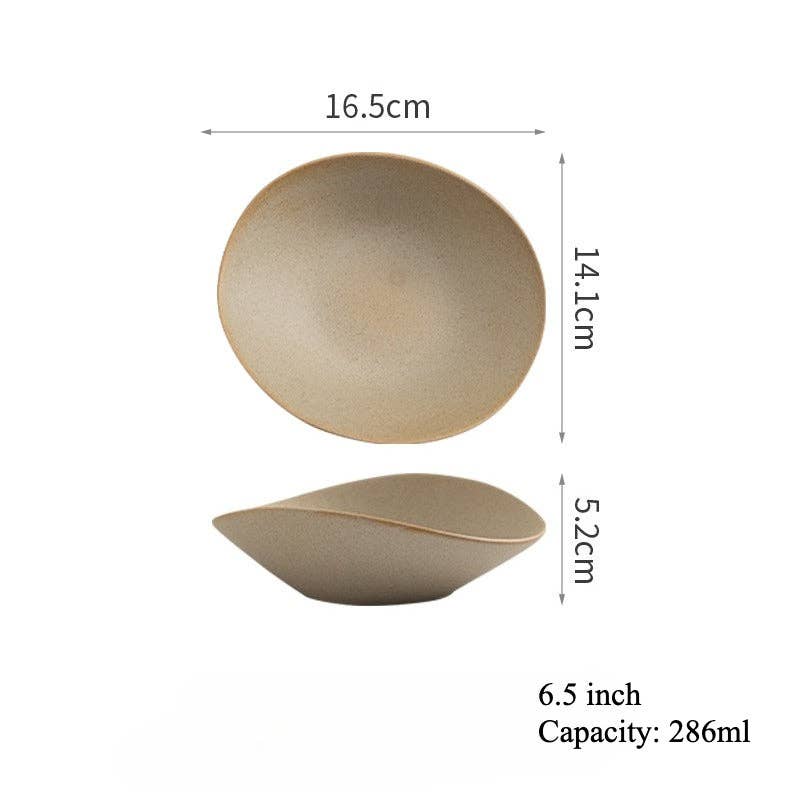 Gohobi Japanese Ceramic Irregular Salad Bowl: 8.5 inch