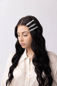 Sardine Fish Hair Clip Set in Silver Acetate with Rhinestone