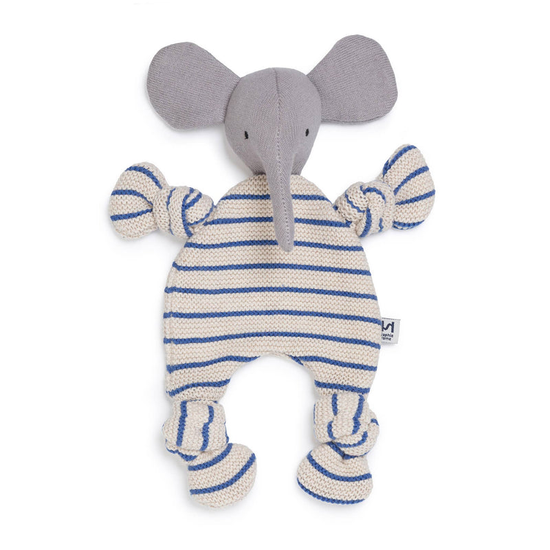 Cotton Knit Baby Comforter: Elephant Cobalt