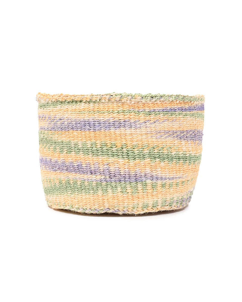 The Basket Room - ZAIDI: Lavender, Green & Yellow Tie-Dye Woven Storage Basket: M / Purple / Tie-Dye