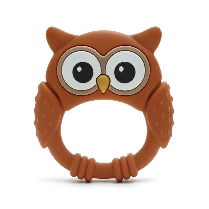 Silicone Teething Ring Owl - Rust