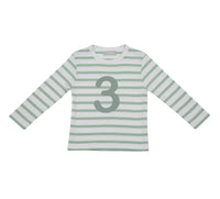 Seafoam & White Breton Striped Number T-Shirt
