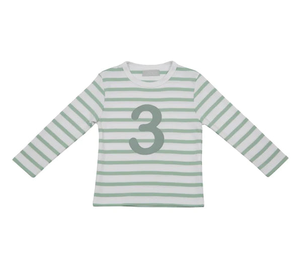 Seafoam & White Breton Striped Number T-Shirt
