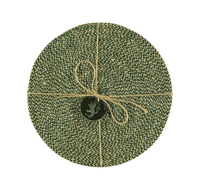 Jute Placemats 27cm in Olive, Tied Set of 4