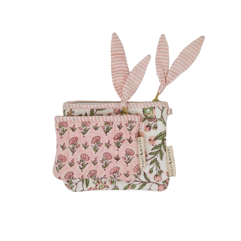 Zipped Pouch - Set of 2 - Floral Blush