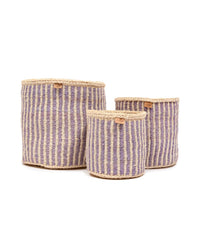 The Basket Room - UMEME: Lavender Pinstripe Woven Storage Basket: S / Purple / Pinstripe
