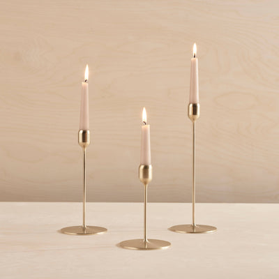 Flute brass candlestick, Brushed: Large
