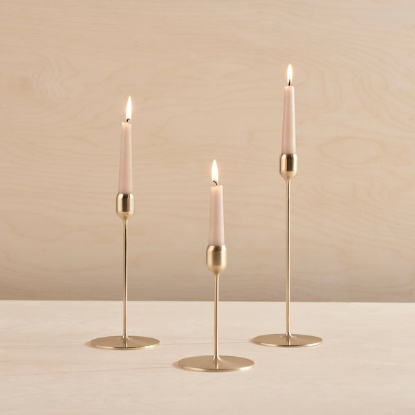 Flute brass candlestick, Brushed: Large