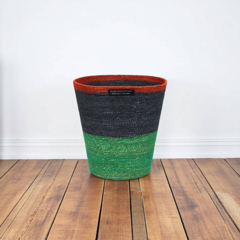 Seagrass Waste Paper Basket in Midnight & Beryl Green