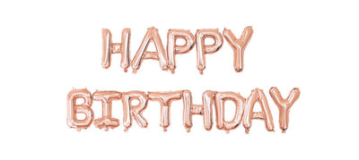 Rose Gold Mylar Balloons - Happy Birthday