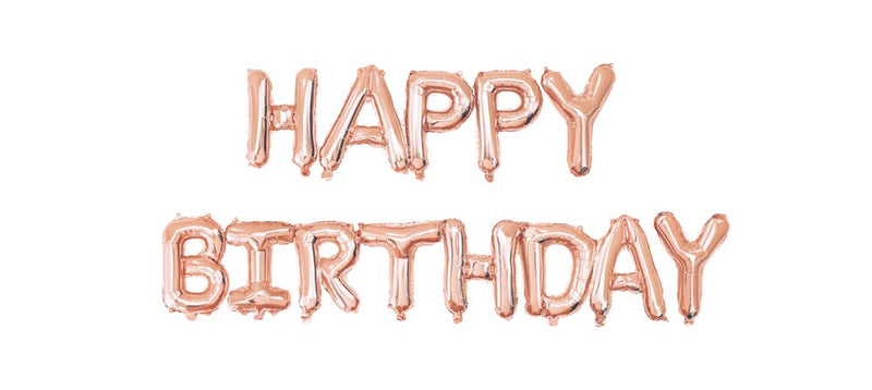 Rose Gold Mylar Balloons - Happy Birthday