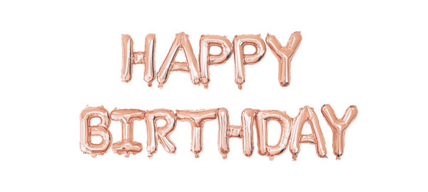 Rose Gold Mylar Balloons - Happy Birthday