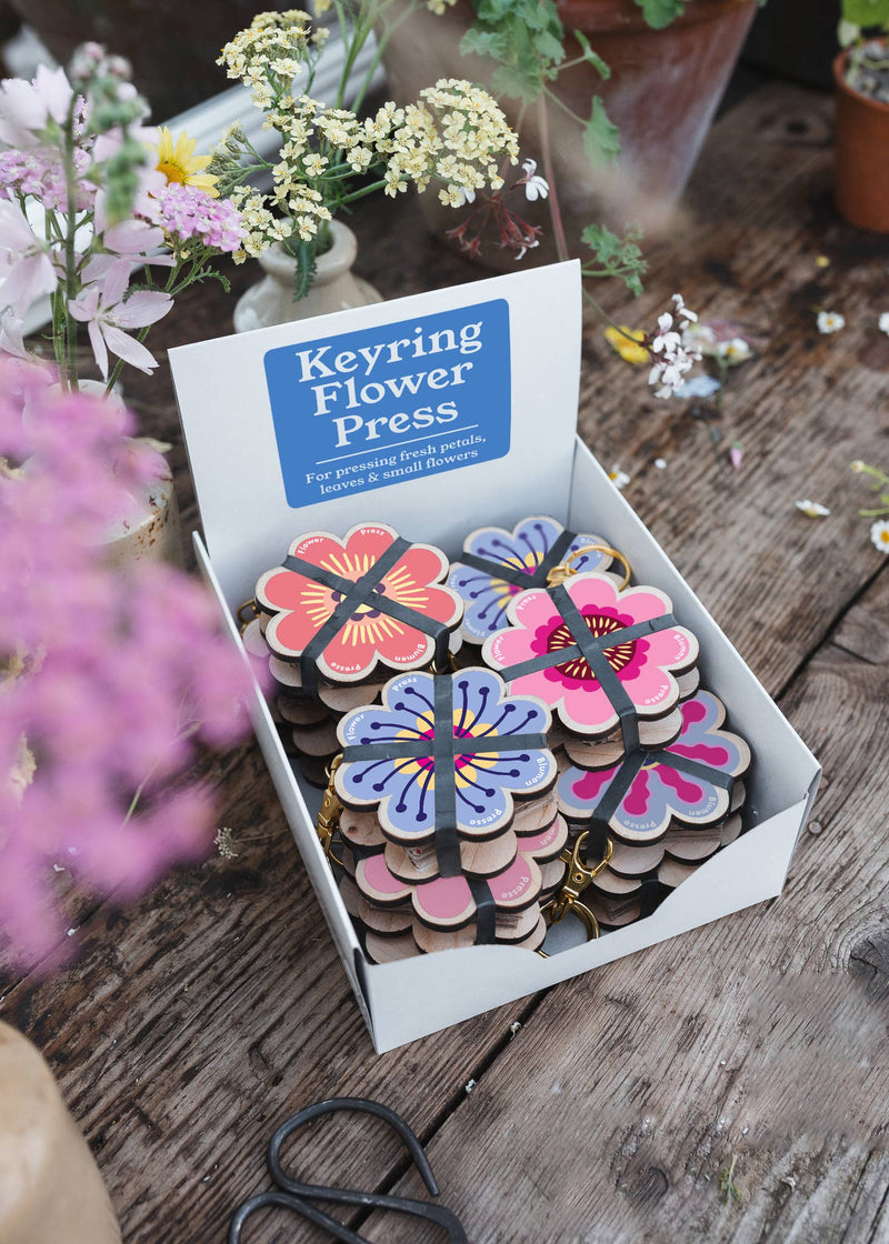 Keyring Flower Press - Pinks & Blues