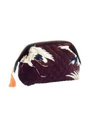 Velvet Pouch Stork Burgundy